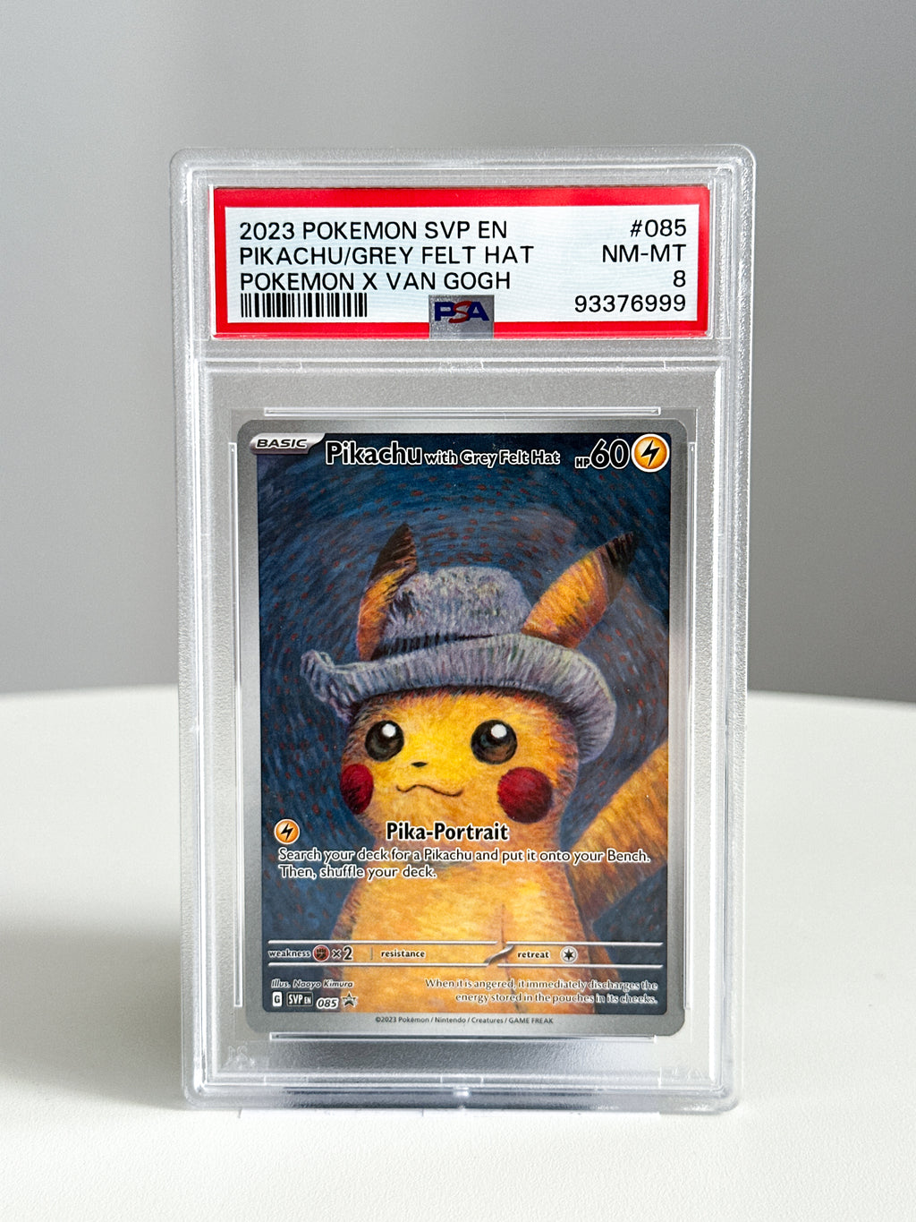 Pikachu grey felt hat - Van Gogh 85 PSA 8