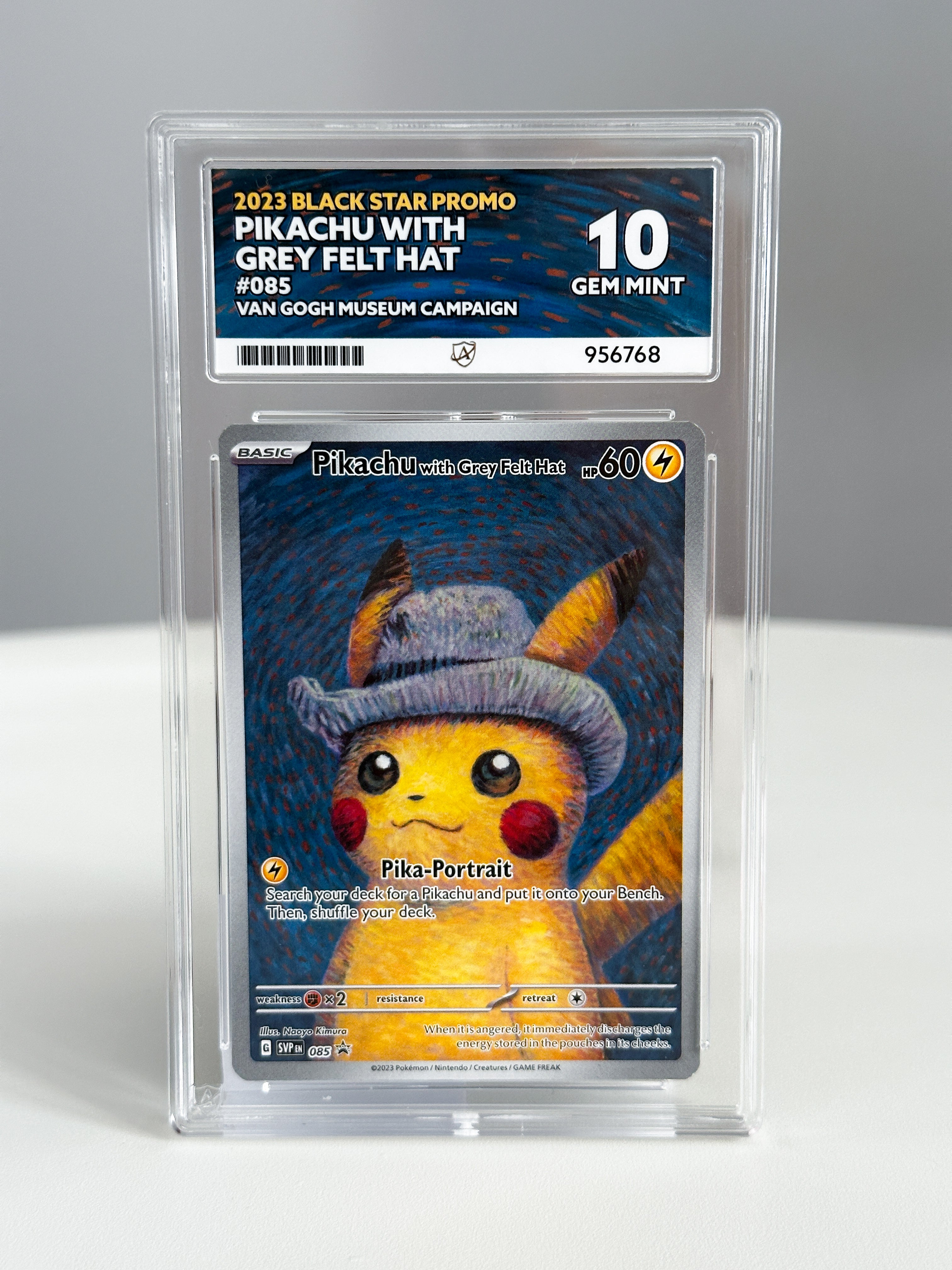 Pikachu with grey felt hat 75 Van gogh ACE 10